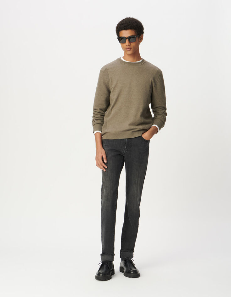 Jersey beige punto SEAWOOL&reg; relieve lateral mangas hombre-4