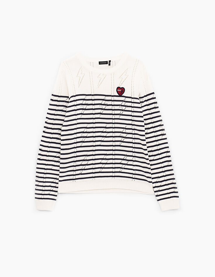 Jersey marinera de tricot calado rayos niña-2
