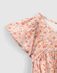 Perzik jurk microbloemetjesprint EcoVero™ babymeisjes-5