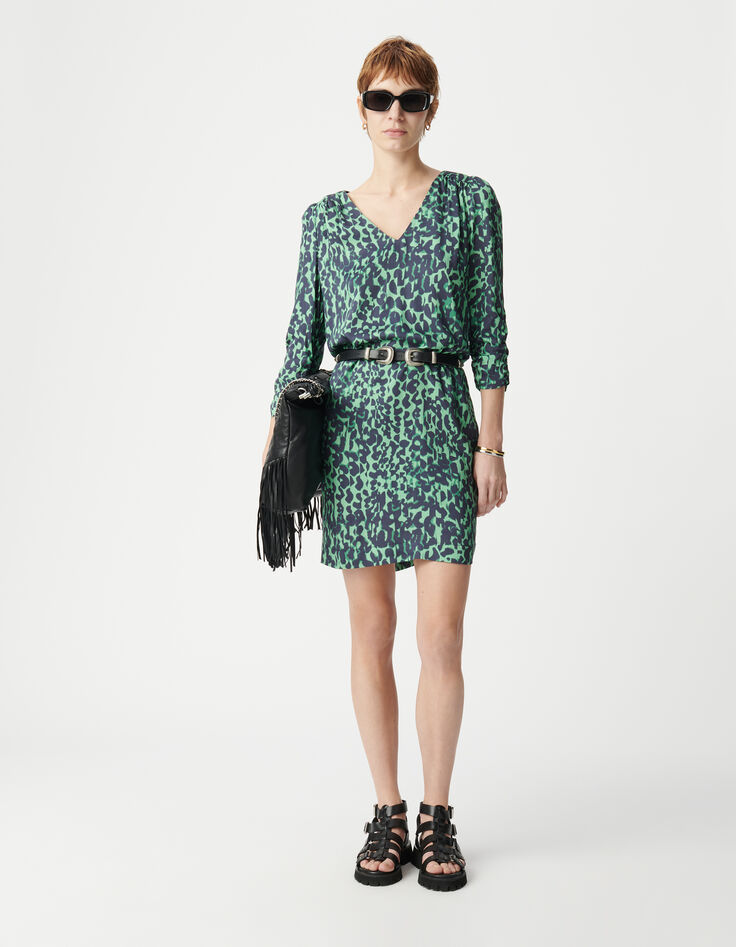 Green dress LENZING™ ECOVERO™ camouflage Women-1