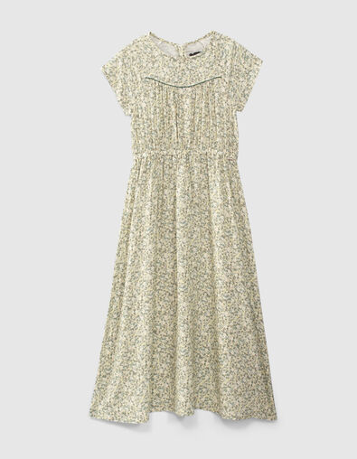 Wei&szlig;es, langes M&auml;dchenkleid aus Ecovero&reg; mit Blumenprint  - IKKS