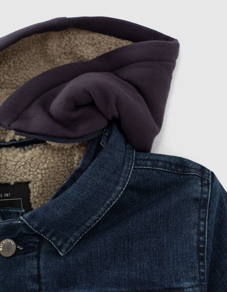 Vintage Blue Jungenjeansjacke mit abnehmbarer Kapuze-5