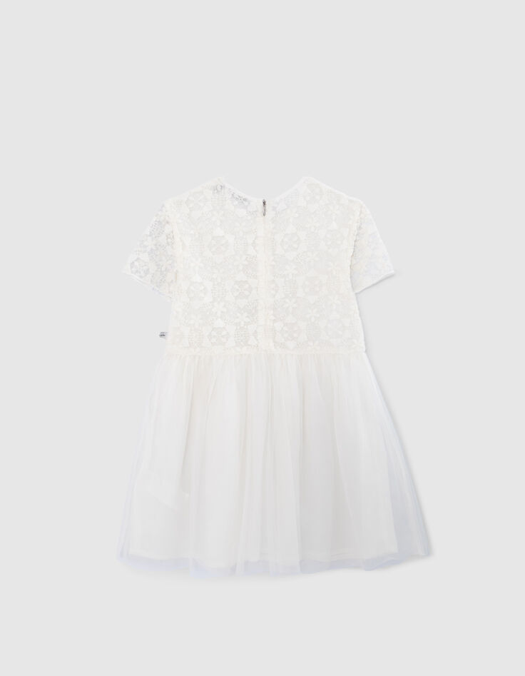 Witte jurk twee materialen kant en tule meisjes-3