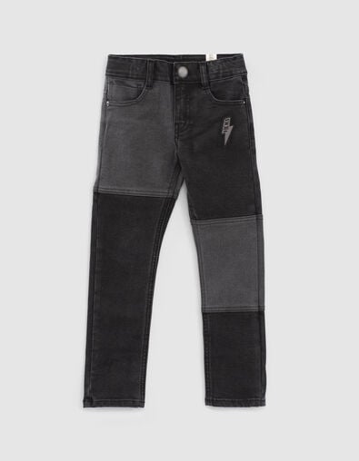 Boys’ black patchwork-look slim jeans - IKKS