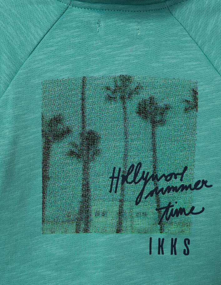 Baby boys' turquoise cardigan with palm trees - IKKS