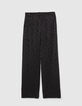 Pantal&oacute;n ancho en jacquard negro con estampado art&iacute;stico-6