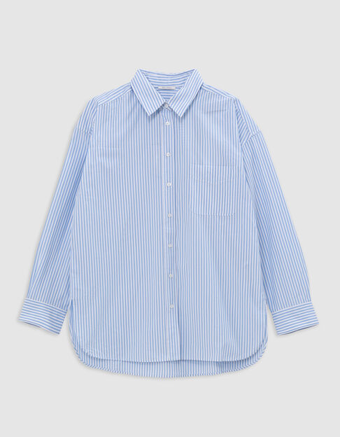 Women's oversize organic cotton blue striped shirt - IKKS