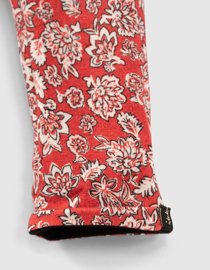 Leggings réversible rouge imprimé et noir bébé fille-5