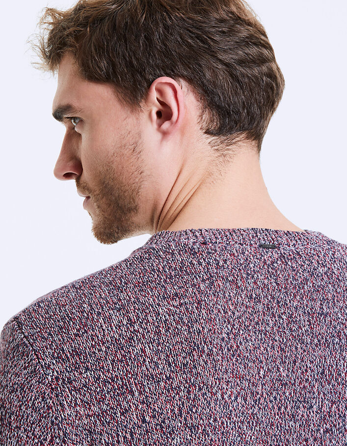 Men's navy mouliné knit sweater  - IKKS
