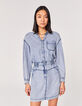 Robe chemise en tencel bleu traitement acid wash femme-2