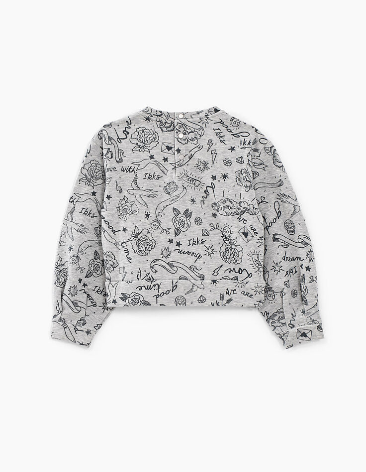 Girls’ medium grey marl rock drawing sweatshirt-4
