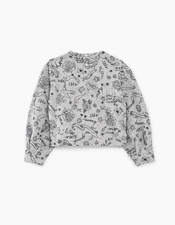 Girls’ medium grey marl rock drawing sweatshirt - IKKS