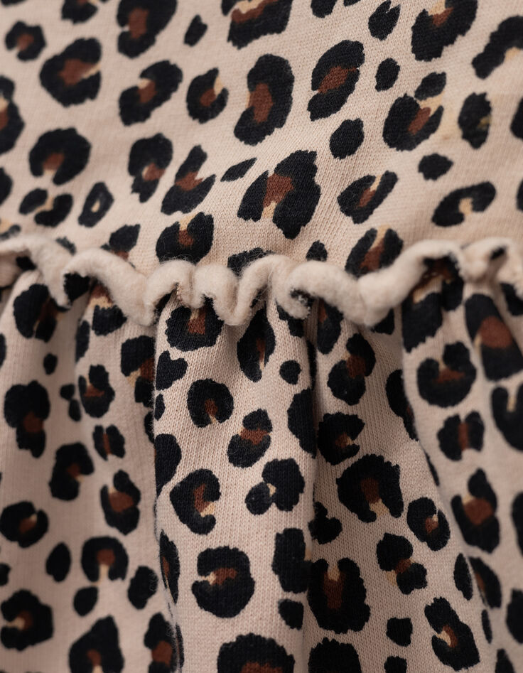 Robe sweat beige imprimé léopard fille-5 Robe sweat beige imprimé léopard fille-5