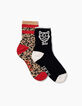 Chaussettes navy et léopard fille -2