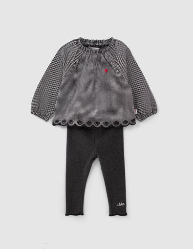 Ensemble 2-en-1 blouse vichy et leggings gris b&eacute;b&eacute; fille - IKKS