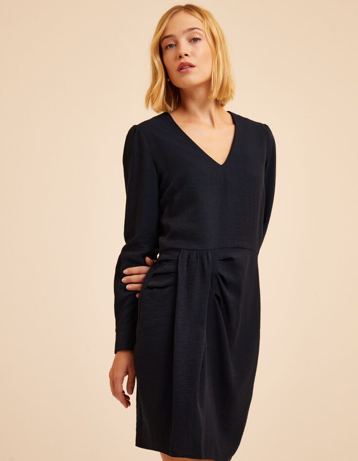 Robe marine effet drap&eacute; c&ocirc;t&eacute; I.Code-3