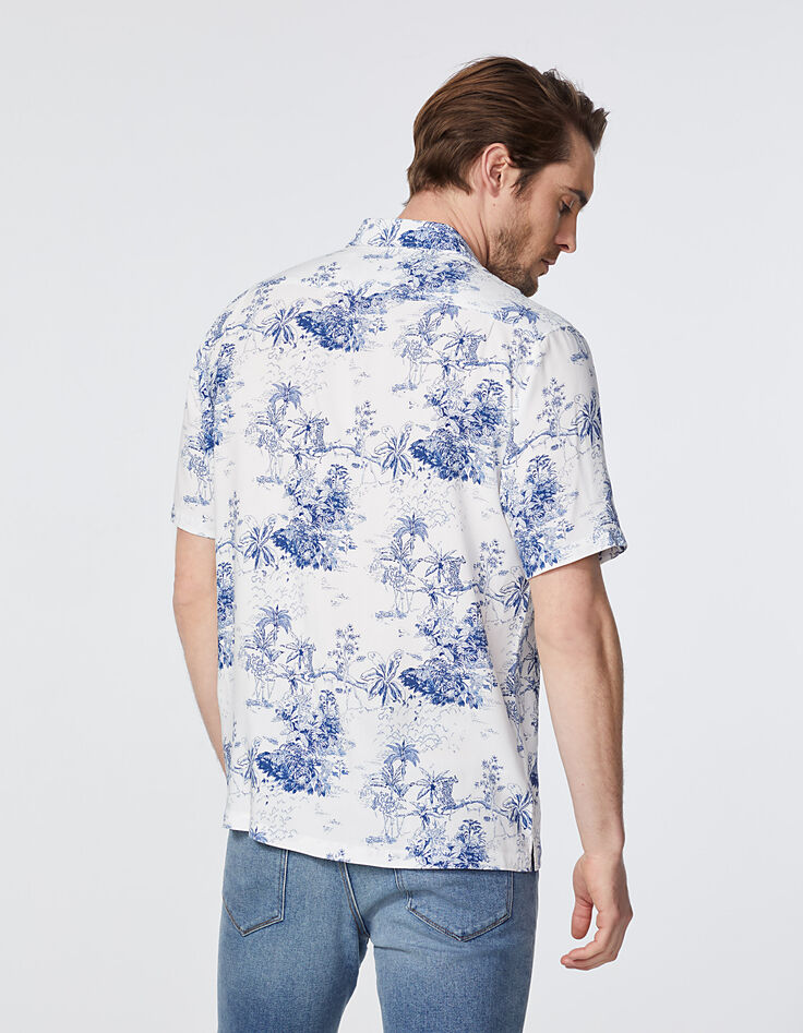Chemise SLIM indigo esprit toile de Jouy Homme-4