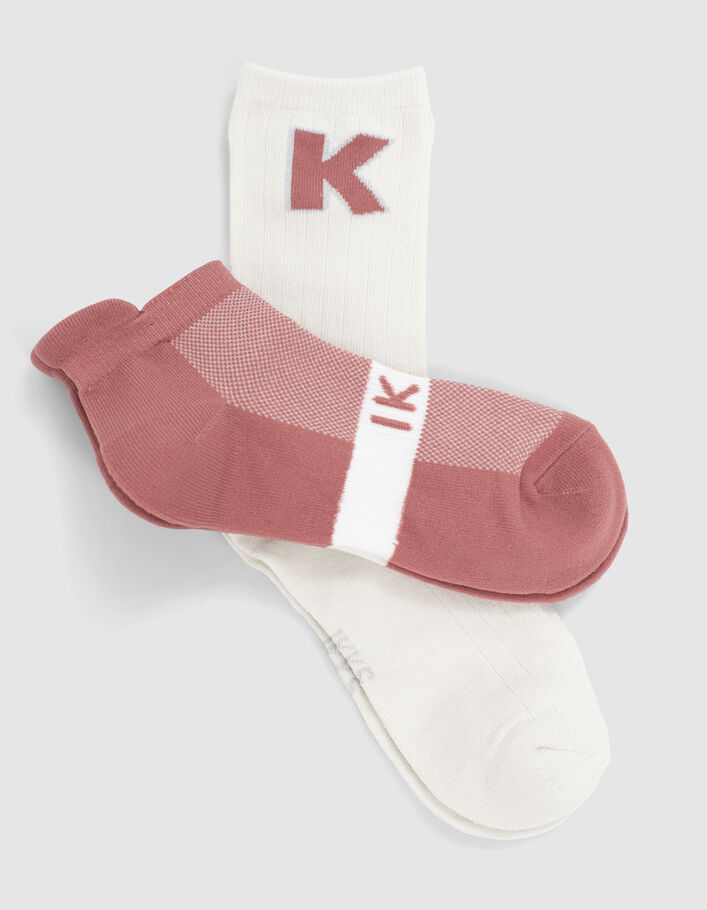 Calcetines de deporte grises y rosa palo niña - IKKS