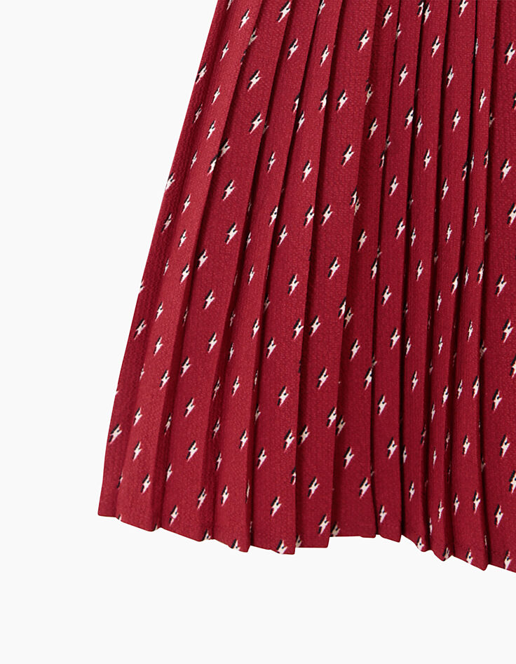 Weißes und rotes Mädchen-T-Shirt mit Print und Plissee-4