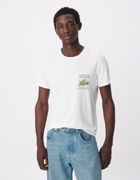 T-shirt manches courtes blanc visuels ma&iuml;s Homme - IKKS