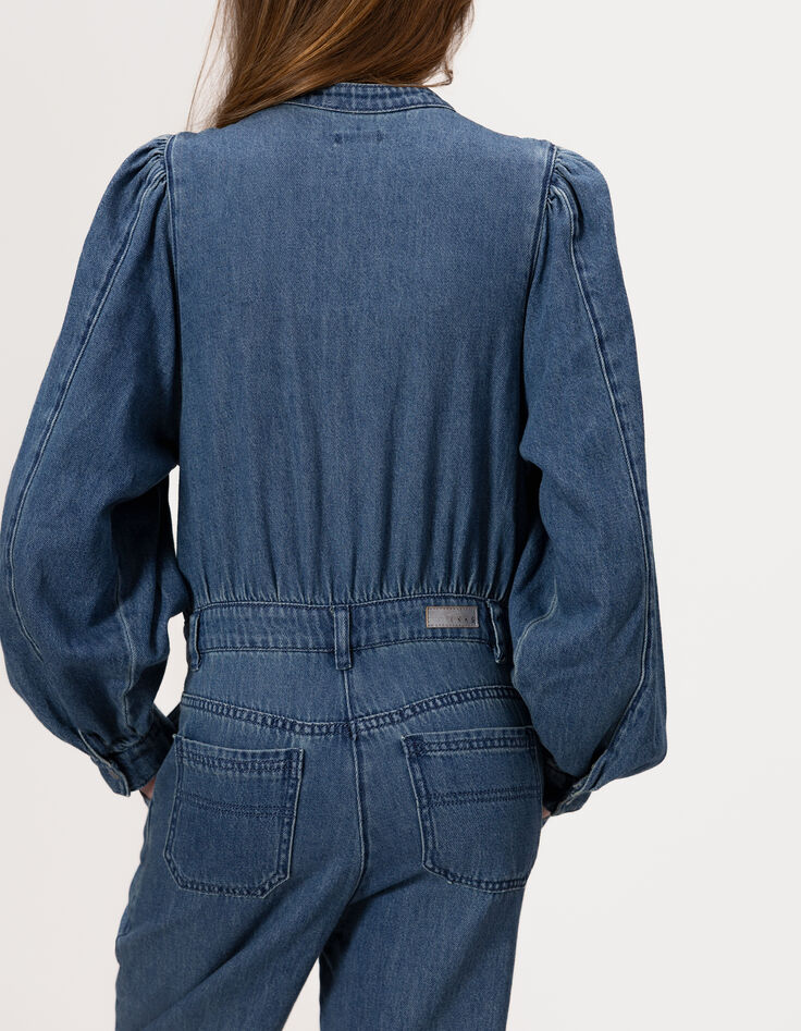 Girls’ blue denim jumpsuit-4 Girls’ blue denim jumpsuit-4