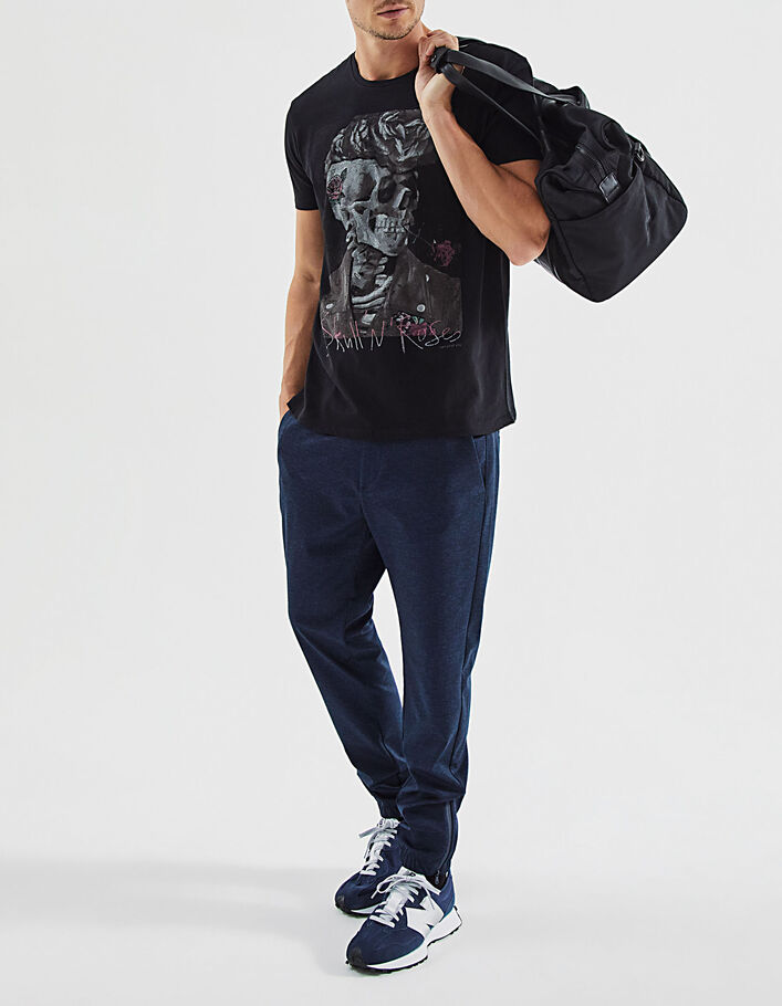 Men’s navy DRY FAST SLIM joggers with zip-up bottoms-1
