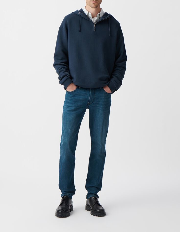 Sudadera tinta capucha cremallera cuello hombre-1