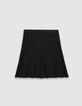 Falda corta negra punto plisado mujer-5