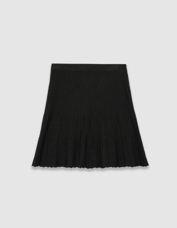 Falda corta negra punto plisado mujer-5