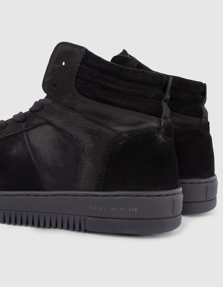 Sneakers noires montantes en cuir et cuir velours Homme-5