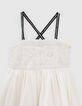 Vestido crudo plastrón encaje macramé niña-2