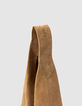 Sac Hobo camel cuir velours-5