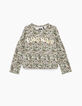 Girls’ Ecru jungle print sweatshirt with golden slogan-1