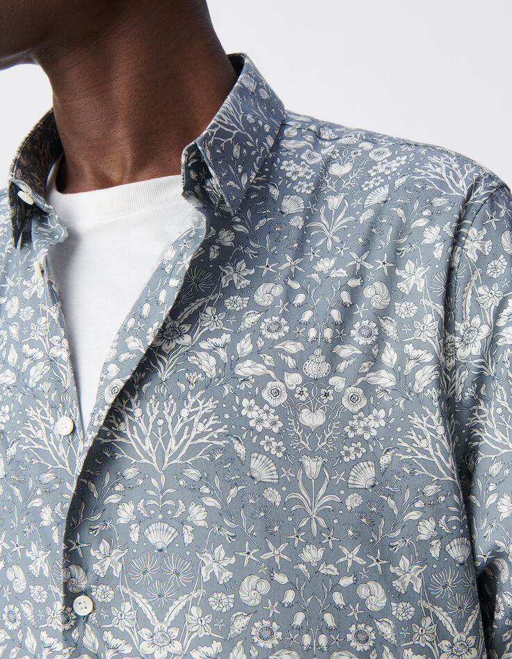 Chemise SLIM orage tissu Liberty coquillages Homme-4