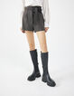 Short court marron ceinture amovible femme-1