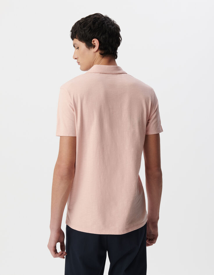 Polo REGULAR rose coton bio flammé Homme-3