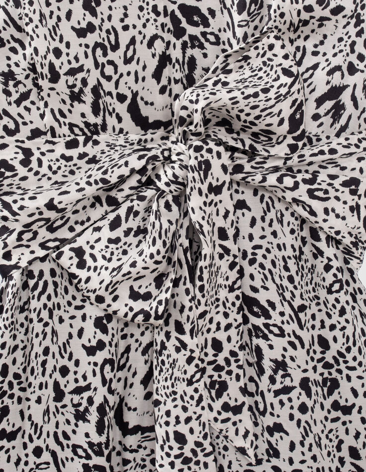 Gebroken witte midi-jurk, dierenprint Dames-5
