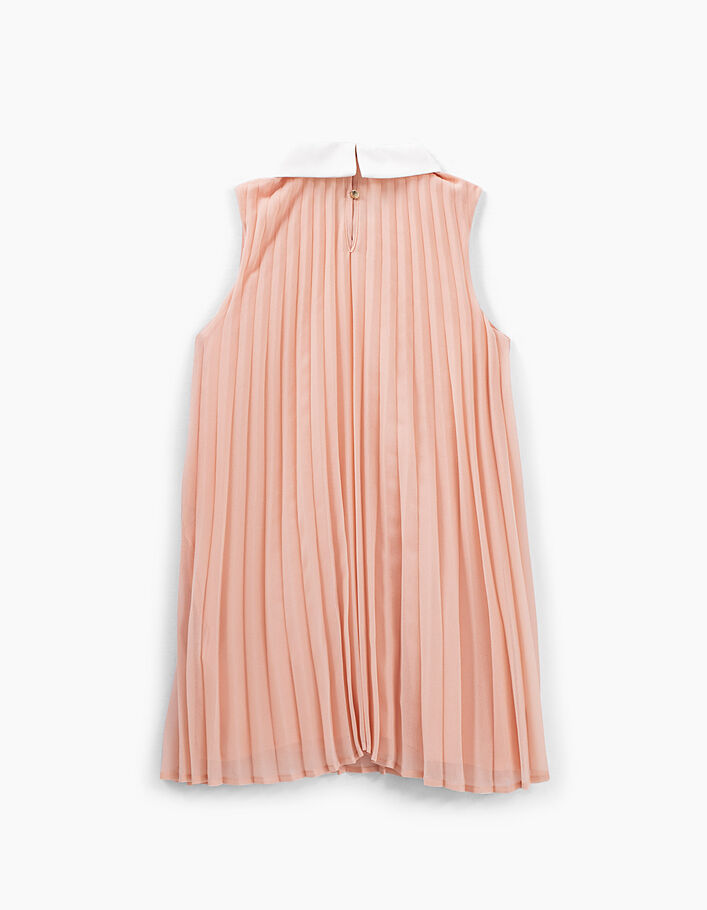 Girls’ powder pink pleated dress with white collar - IKKS