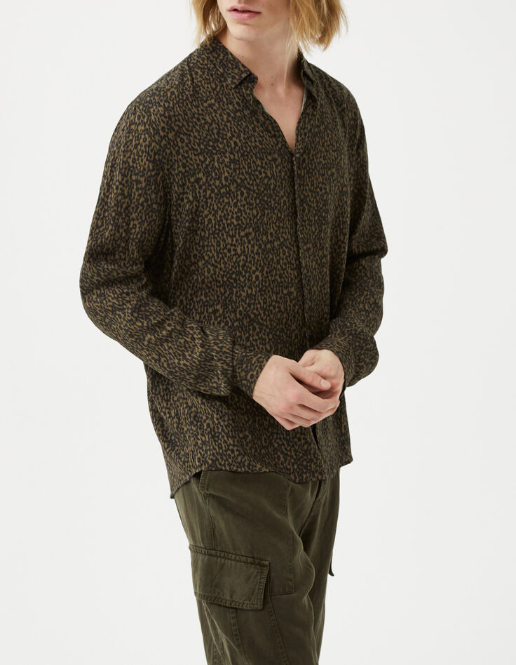 Hellkhaki REGULAR-Herrenhemd mit Blumen-Camouflageprint-5