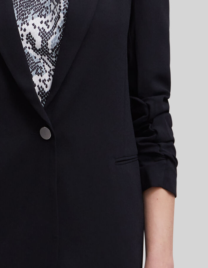 Women's black crepe suit jacket-3