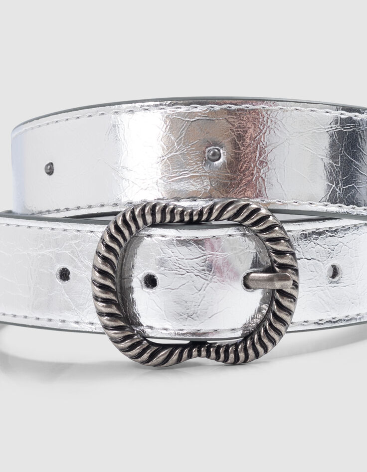 Silver metallic studded belt for girl-2