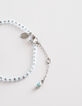 Bracelet double rangs perles œil bijou femme-3