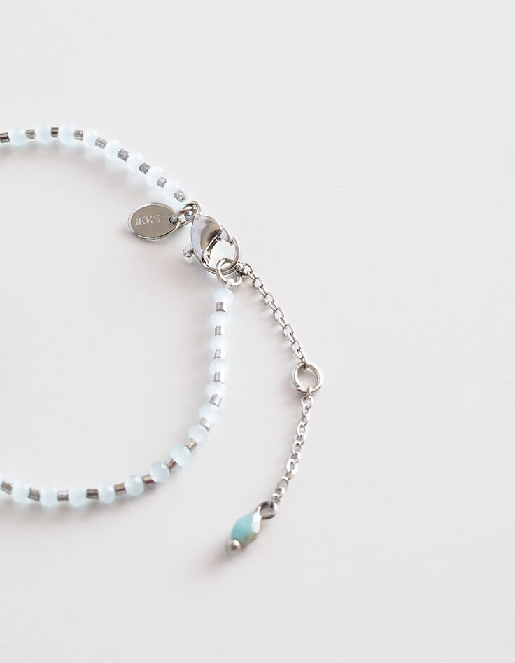 Bracelet double rangs perles œil bijou femme-3