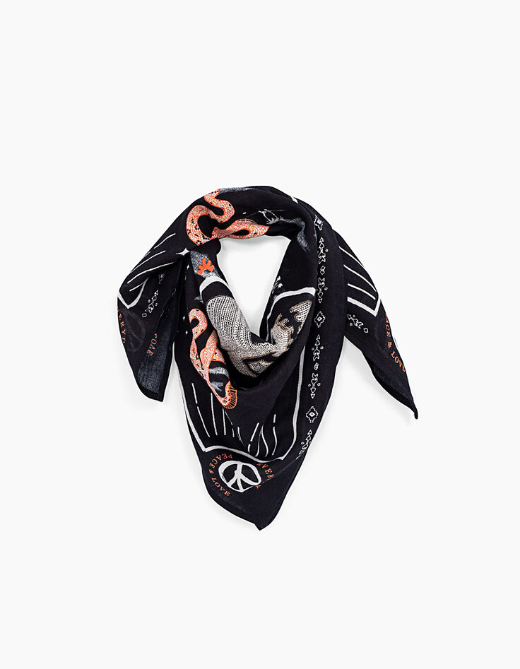 Ch&egrave;che noir imprim&eacute; palmiers, skull et serpents gar&ccedil;on -2