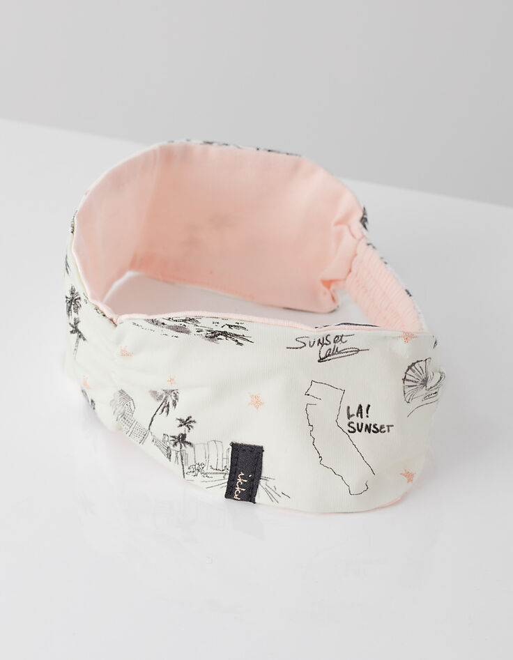 Bandeau réversible rose et imprimé bébé fille -3 Bandeau réversible rose et imprimé bébé fille -3