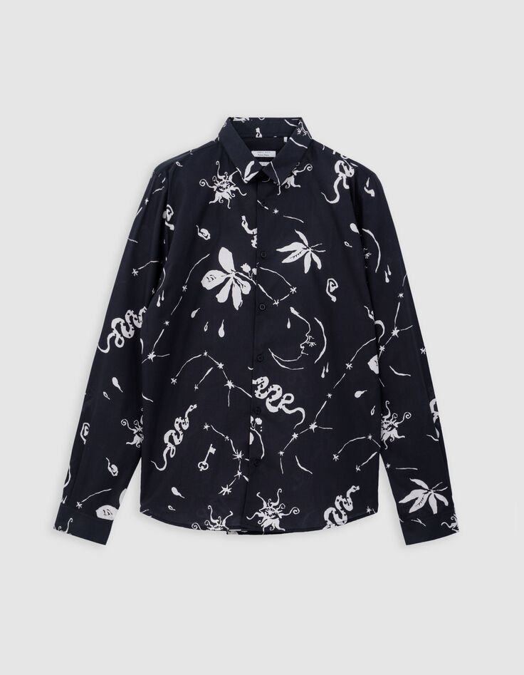Chemise REGULAR noire imprimé astres Homme-6