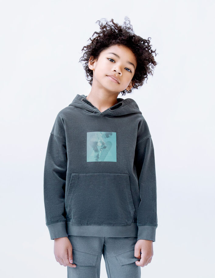 Boys’ grey needlecord hoodie with lenticular image
