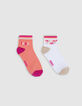 Chaussettes roses, écrues, corail fille-1