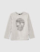 Boys’ grey T-shirt with skull-writing-1