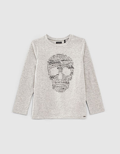 Boys’ grey T-shirt with skull-writing - IKKS